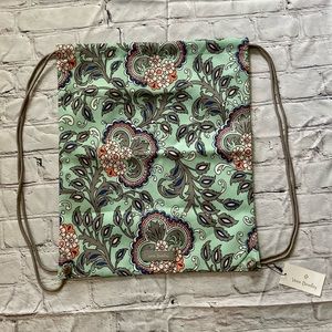 NWT Vera Bradley Lighten Up Drawstring Backpack Fan Flowers Pattern